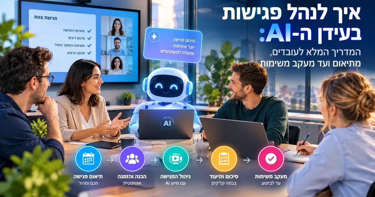 איך לנהל פגישות בעידן ה-AI: המדריך המלא לעובדים, מתיאום ועד מעקב משימות