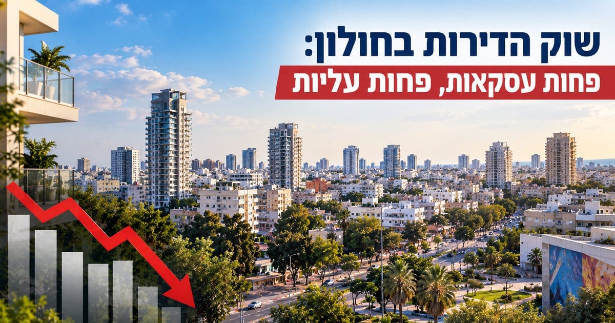שוק הדירות בחולון: פחות עסקאות, פחות עליות