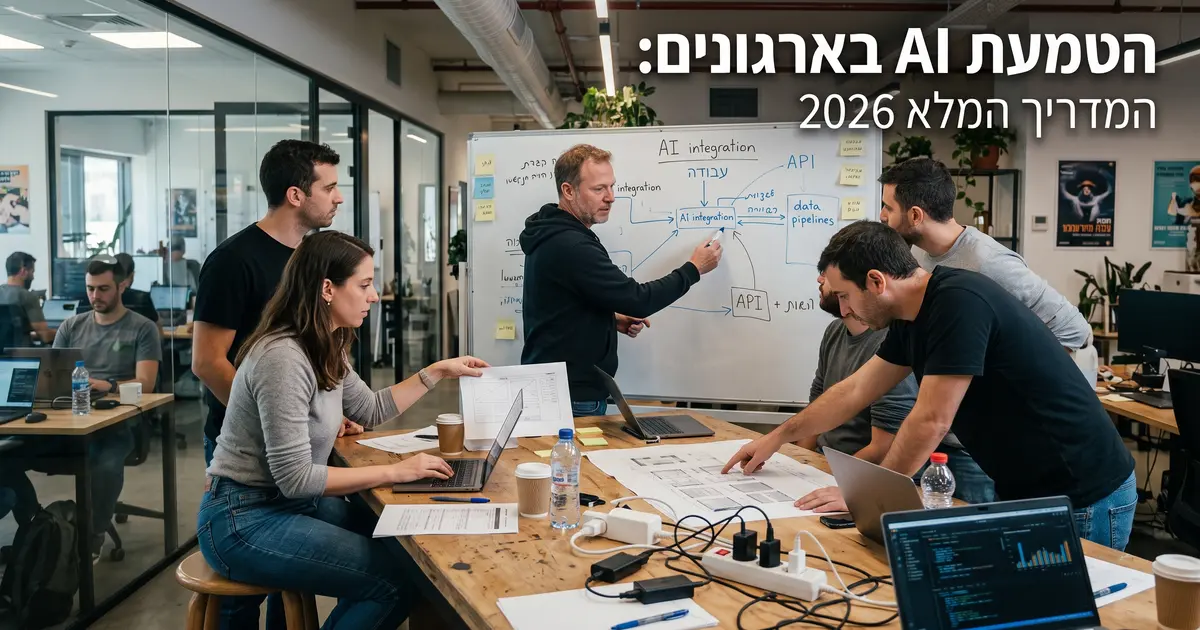 הטמעת AI בארגונים: המדריך המלא 2026 — שלבים, עלויות, ROI וטעויות נפוצות